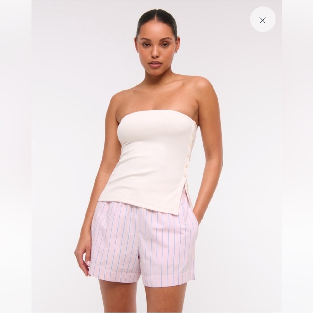 Abercrombie A&F White Strapless Tube Top side button M chic